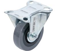BGS Diy 81953 | Fixed Castor | with Base | Ø 75 mm | Ball bearing mounted wheel, total height 95 mm, base 80 x 50 mm, hole spacing 45 x 63 mm