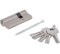 BGS DIY 85236 | Security Cylinder Lock | 70 mm | 25/45 mm | Brass core and brass housing, chrome-plated, matt, for wood, metal, PVC doors, lockable on both sides, 5 keys