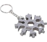 BGS Diy 85880 | Multi-function Tool | Snowflake | 18-in-1 | Stainless Steel | Bottle Opener | Phillips, Slotted, Inner Hex Key | Can Opener | Key Ring with Chain