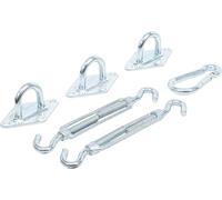 BGS DIY 88306 | Awning Assembling Set | 6 pcs. | 3 wall eyelets 80 x 50 x 35 mm, 2 tension hooks 160 - 240 mm, 1 carabiner hook 80 x 8 mm
