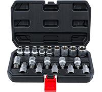 BGS Diy 95100 | Bit Socket / Socket Set | 12.5 mm (1/2") Drive | T-Star (for Torx) / E-Type | 19 pcs.