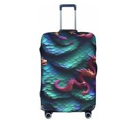 BGSHJVF 3D Magic Dragon Scales Pattern Print Elastic Suitcase Cover, Luggage Protector with Unique Patterns, Fits 45-92cm Suitcases, White, S