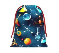 BGSHJVF Abstract Science Chemistry Print Holiday Drawstring Gift Bags, Christmas Gift Wrap Sacks Bags for Christmas Gifts Party Gift