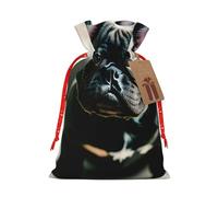 Bgshjvf Adorable French Bulldog Linen Gift Bag with Rope Drawstring Closure, with Kraft Paper Lifts, for Christmas, Birthdays, Parties