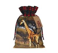 Bgshjvf Africa Giraffe Majestic Tree Print Christmas Drawstring Linen Gift Bag, Gift Bags Multiple Sizes for Gift and Decorate
