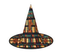BGSHJVF African Classic Weave Print Trendy Witch Hat,Vintage Wicked Witch Accessories,Party Hats For Halloween Costumes