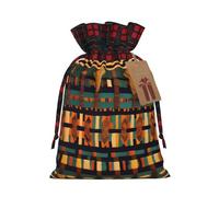 Bgshjvf African Classic Woven Print Christmas Drawstring Linen Gift Bag, Gift Bags Multiple Sizes for Gift and Decorate