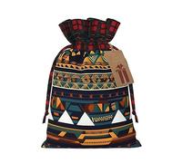 Bgshjvf African Ethnic Pattern Print Christmas Drawstring Linen Gift Bag, Gift Bags Multiple Sizes for Gift and Decorate