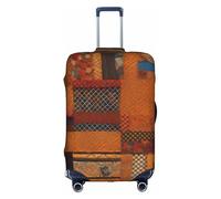 BGSHJVF African Textile Patchwork Print Elastic Suitcase Cover, Luggage Protector with Unique Patterns, Fits 45-92 Inch Suitcases, White, M