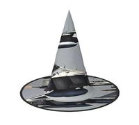 BGSHJVF Aircraft Fighter Jets Print Trendy Witch Hat,Vintage Wicked Witch Accessories,Party Hats For Halloween Costumes