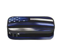 BGSHJVF American Blue Line Flag Printed High Capacity Oxford Fabric Pencil Case Pen Holder Multiple Compartments Stylish Design, Black-, Talla única, Fashion, Black -, Talla única, Fashion