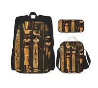 BGSHJVF Ancient Egyptian Hieroglyph 600D Oxford Fabric Travel Backpack Cooler Bag and Toiletry Bag Black One Size Black Single Tail Black Rosmiar Uniwersalny,Black,Rozmiar Uniwersalny, Black, Rozmiar
