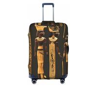 BGSHJVF Ancient Egyptian Hieroglyph Print Elastic Suitcase Cover,Luggage Protector With Unique Patterns,Fits 18-32 Inch Suitcases, White, M
