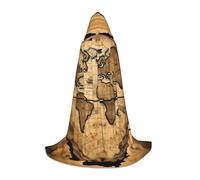 BGSHJVF Ancient Map World Globe Print Hooded Cloak For Men,Wizard,Vampire And Halloween Costumes,For Role Play And Parties