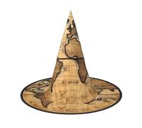 BGSHJVF Ancient Map World Globe Print Trendy Witch Hat,Vintage Wicked Witch Accessories,Party Hats For Halloween Costumes