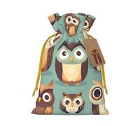 BGSHJVF Animal Cartoon Owls Cute Print Charming Gift Bag,Drawstring Pouches For Small Gifts,For Jewelry And Party Favors