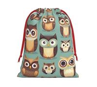 BGSHJVF Animal Cartoon Owls Cute Print Holiday Drawstring Gift Bags,Christmas Gift Wrapping Sacks Pouches For Xmas Presents Party Favor