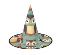 BGSHJVF Animal Cartoon Owls Cute Print Trendy Witch Hat,Vintage Wicked Witch Accessories,Party Hats For Halloween Costumes