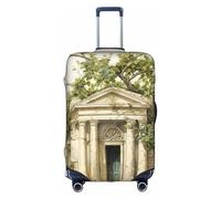BGSHJVF Antique building with Roman Olive Branch and Greek Print Elastic Suitcase Cover, Luggage Protector with Unique Patterns, Fits 45 - 90cm Suitcases, White, Medium, White, M