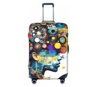 BGSHJVF Artificial Intelligence Brain Print Elastic Suitcase Cover,Luggage Protector With Unique Patterns,Fits 18-32 Inch Suitcases, White, S