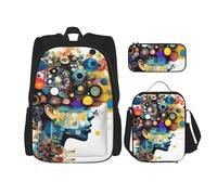 BGSHJVF Artistic Intelligence Brain Print Travel Backpack, Elegant 600D Oxford Cloth Cooler Bag and Toiletry Bag, Black, One Size, Black, Single Tail, Black, Rozmiar Uniwersalny, Black, Rozmiar