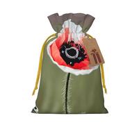 BGSHJVF Beautiful Poppy Flower Ink Print Charming Gift Bag,Drawstring Pouches For Small Gifts,For Jewelry And Party Favors
