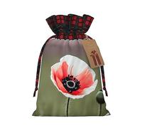 Bgshjvf Beautiful Poppy Flower Ink Print Christmas Drawstring Linen Gift Bag, Gift Bags Multiple Sizes for Gift and Decorate