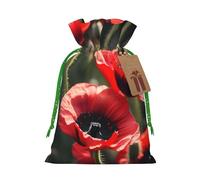 BGSHJVF Beautiful Red Poppy Flower Print Charming Gift Bag,Drawstring Pouches For Small Gifts,For Jewelry And Party Favors