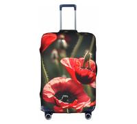 BGSHJVF Beautiful Red Poppy Flower Print Elastic Suitcase Cover,Luggage Protector With Unique Patterns,Fits 18-32 Inch Suitcases, White, L