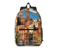 BGSHJVF Beautiful Stylish Travel Backpack with Italian Print, Large Capacity Laptop Bag, Suitable for Work, Travel and Gym, Black, One Size, Black, One Size