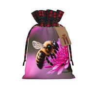 Bgshjvf bee flying print Christmas drawstring linen gift bag, gift bags multiple sizes for gifting and decorating