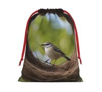 BGSHJVF Birds Nest Print Holiday Drawstring Gift Bags, Christmas Gift Wrap Sacks Bags for Christmas Gifts Party Gift