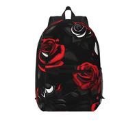BGSHJVF Black and White And Red Roses Print Stylish Travel Backpack, Large Capacity Laptop Bag, Suitable For Work, Travel And Gym, Black, One Size, blackone, One Size