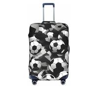 BGSHJVF Black and white football ball pattern print elastic suitcase cover, luggage protector with unique patterns, fits 45-90cm suitcases, White, M