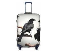 BGSHJVF Black Crow Birds On A Branch Print Elastic Suitcase Cover,Luggage Protector With Unique Patterns,Fits 18-32 Inch Suitcases, White, S