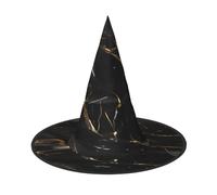 BGSHJVF Black Gold Marble Print Trendy Witch Hat,Vintage Wicked Witch Accessories,Party Hats For Halloween Costumes