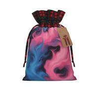 Bgshjvf Blue and Pink Fire Print Christmas Drawstring Linen Gift Bag, Gift Bags Multiple Sizes for Gift and Decorate