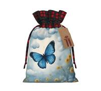 Bgshjvf Blue Butterfly And Clouds Print Christmas Drawstring Linen Gift Bag,Gift Bags Multi-Size For Gifting And Decorating