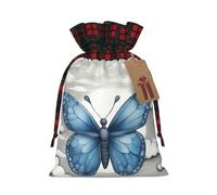 Bgshjvf Blue Butterfly And Clouds Print Christmas Drawstring Linen Gift Bag,Gift Bags Multi-Size For Gifting And Decorating