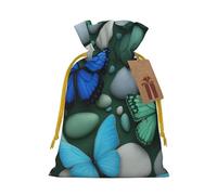 BGSHJVF Blue Butterfly Green Butterfly And Stone Print Charming Gift Bag,Drawstring Pouches For Small Gifts,For Jewelry And Party Favors