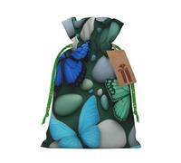 BGSHJVF Blue Butterfly Green Butterfly And Stone Print Charming Gift Bag,Drawstring Pouches For Small Gifts,For Jewelry And Party Favors