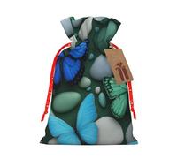 BGSHJVF Blue Butterfly Green Butterfly And Stone Print Charming Gift Bag,Drawstring Pouches For Small Gifts,For Jewelry And Party Favors