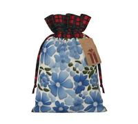 Bgshjvf Blue Flowers Print Christmas Drawstring Linen Gift Bag,Gift Bags Multi-Size For Gifting And Decorating