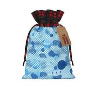 Bgshjvf Blue Polka Dot Print Print Christmas Drawstring Linen Gift Bag,Gift Bags Multi-Size For Gifting And Decorating