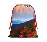 BGSHJVF Blue Ridge Mountains Print Holiday Drawstring Gift Bags,Christmas Gift Wrapping Sacks Pouches For Xmas Presents Party Favor