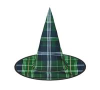 BGSHJVF Blue Scottish Tartan Print Trendy Witch Hat,Vintage Wicked Witch Accessories,Party Hats For Halloween Costumes