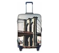 BGSHJVF Brooklyn Bridge S Print Elastic Suitcase Cover, Luggage Protector with Unique Patterns, Fits 45-92cm Suitcases, White, M