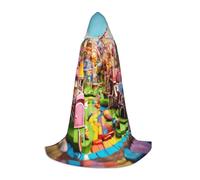 BGSHJVF Candy Land Print Hooded Cloak For Men,Wizard,Vampire And Halloween Costumes,For Role Play And Parties