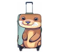 BGSHJVF Cartoon cute otters print elastic suitcase cover, luggage protector with unique patterns, fits 45-90cm suitcases, White, Medium, White, M