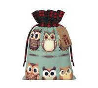 Bgshjvf Cartoon Owls Cute Print Christmas Drawstring Linen Gift Bag, Gift Bags Multiple Sizes for Gift and Decorate
